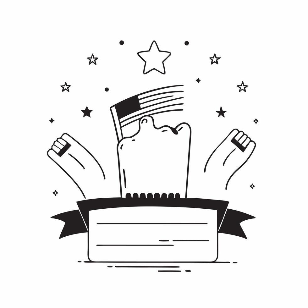 flat design backdrop Stars and Stripes Over Monument concept as Patriotic stars hover above a national monument blending national pride with the wonder of the night sky flat illus Clear vector