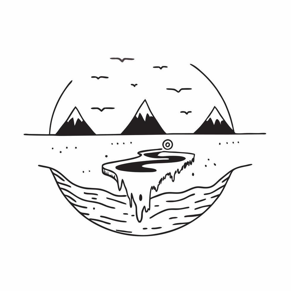 flat design backdrop Snow Capped Reflections concept as Tranquil waters reflect the majestic snow capped mountains creating a perfect symmetry in nature flat illustration in Clear vector