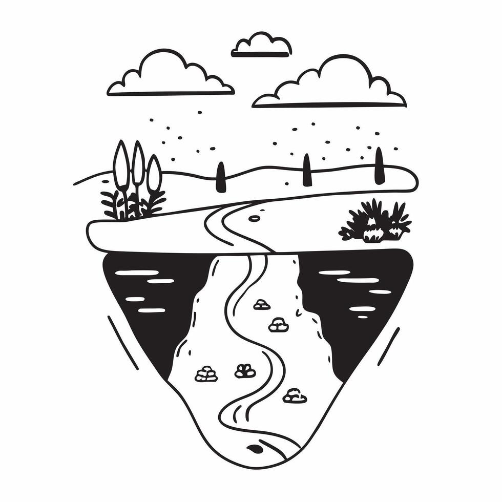 flat design backdrop Rainforest River Reflections concept as The calm waters of a rainforest river reflect the intricate web of life above and around it enhancing its tranquility Clear Set 2 vector