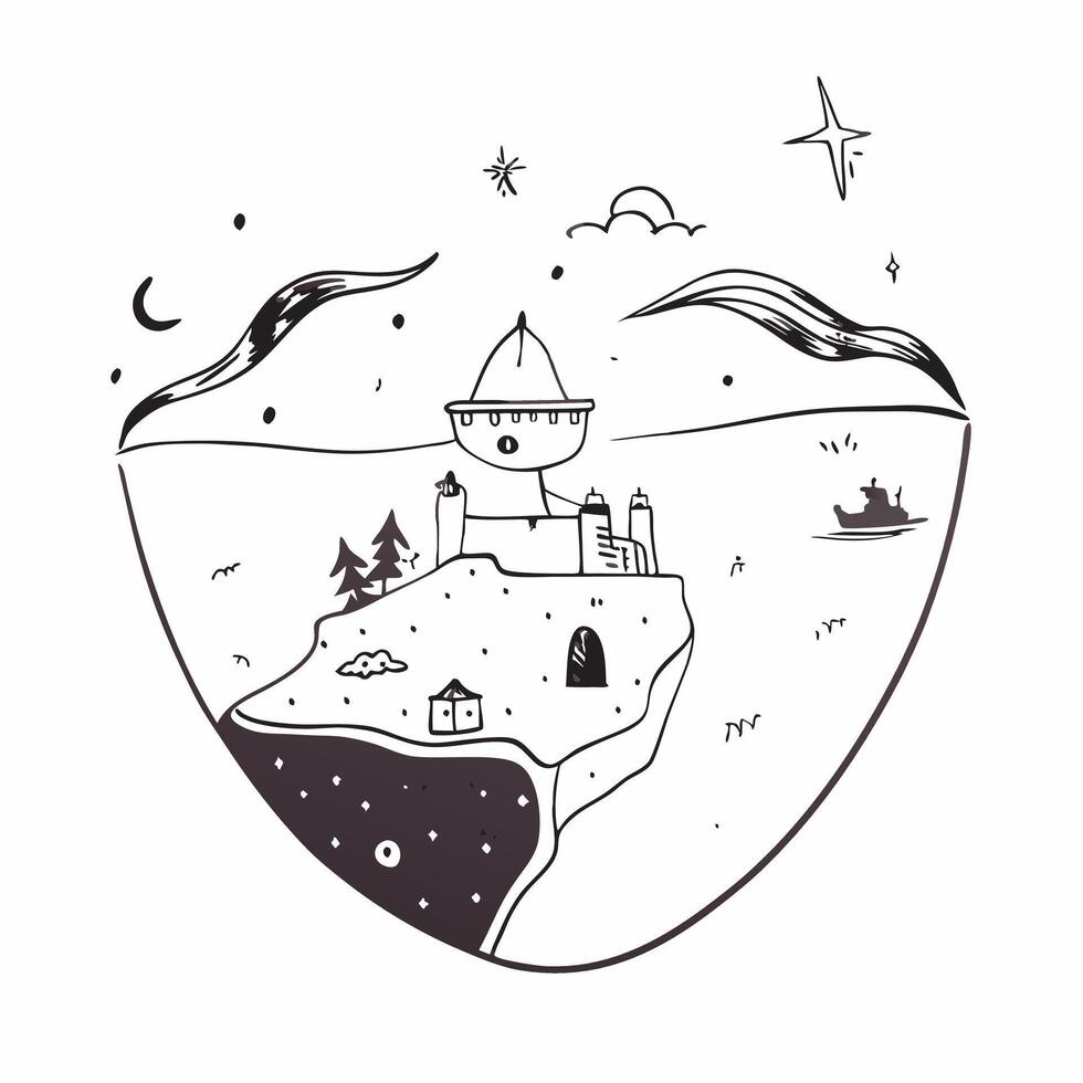 flat design backdrop Northern Lights Over Coastal Village concept as A coastal village basks in the glow of the northern lights offering a harmonious blend of civilization and natu Clear vector