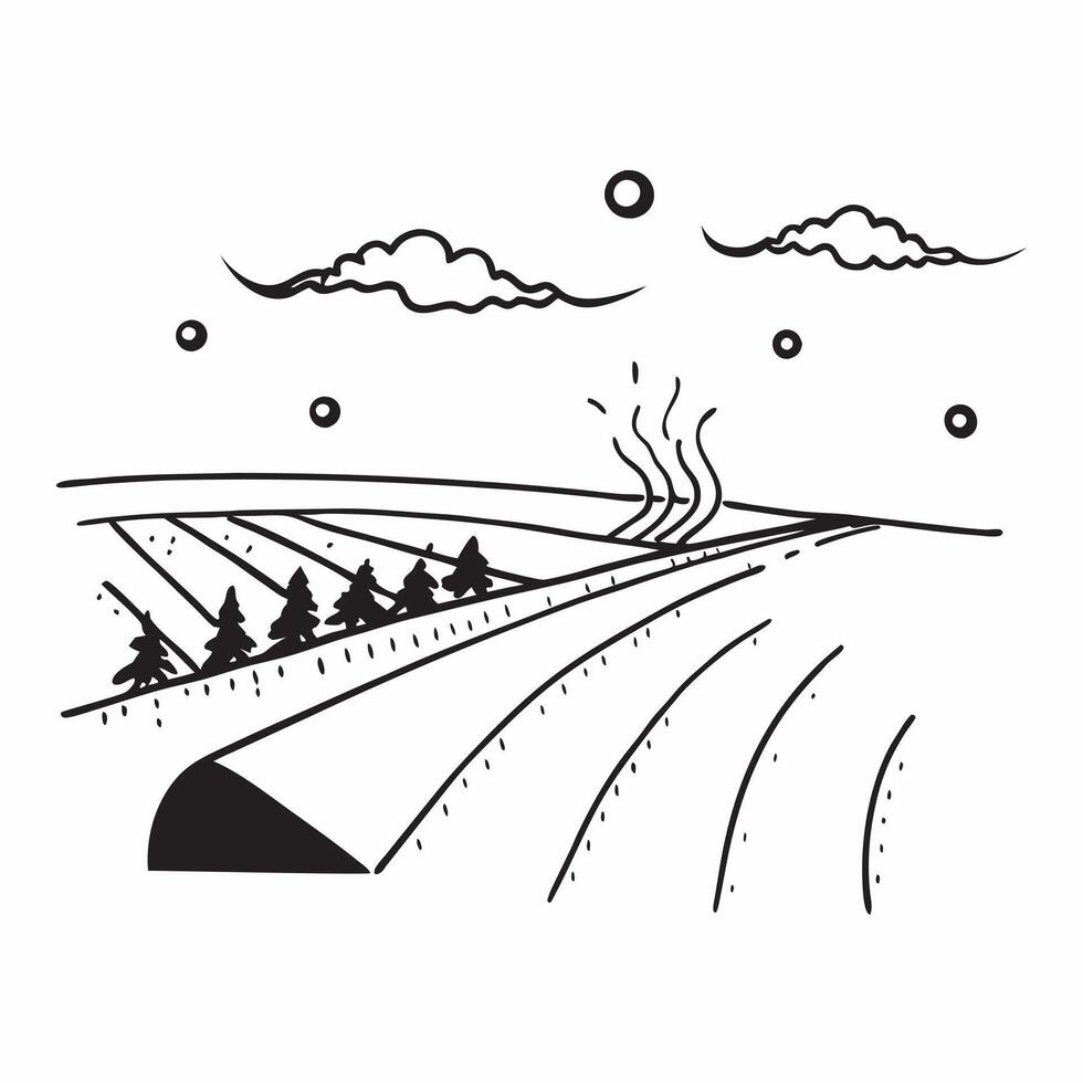 flat design backdrop Misty Morning Vineyard concept as Morning mist drifts over rows of grapevines hinting at the days early start in wine country flat illustration in Clear vector