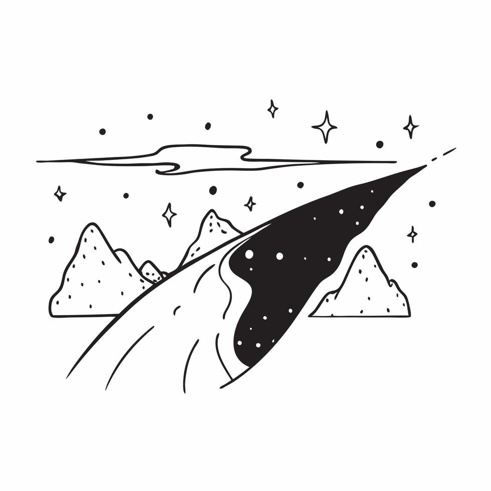 flat design backdrop Milky Way Over Mountain Peaks concept as The Milky Way stretches across the sky above towering mountain peaks illuminating the night with celestial brilliance Clear vector
