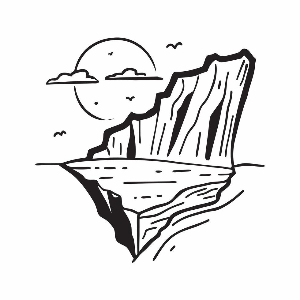 flat design backdrop Majestic Coastal Cliffs at Sunset concept as The sun sets behind majestic coastal cliffs casting a golden glow over the rugged shoreline flat illustration in Clear vector