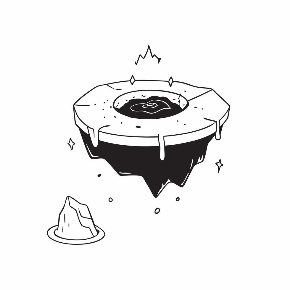 flat design backdrop Frozen Volcanic Crater concept as A frozen crater atop a dormant volcano showing the icy cover contrasting with dark volcanic rock beneath flat illustration i Clear Set 2 vector