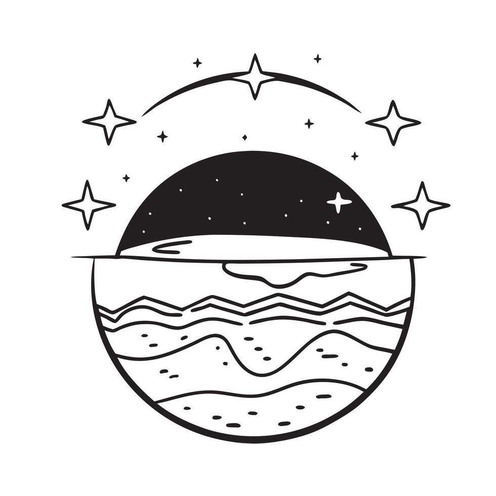 flat design backdrop Desert Night under Starry Sky concept as A vast desert under a star filled sky offers a silent expansive view of the universe sparking awe and wonder flat ill Clear vector