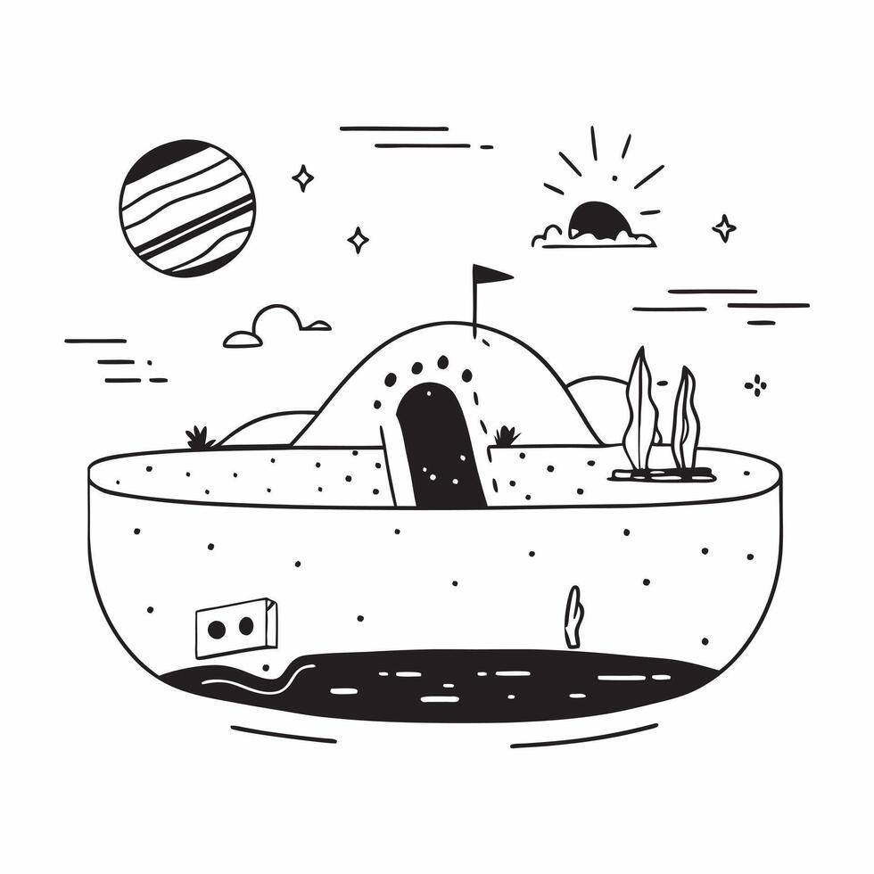 flat design backdrop Desert Oasis Hot Springs concept as In a stark desert landscape an oasis hot spring emerges as a vibrant haven for wildlife and spa goers alike flat illustrat Clear vector