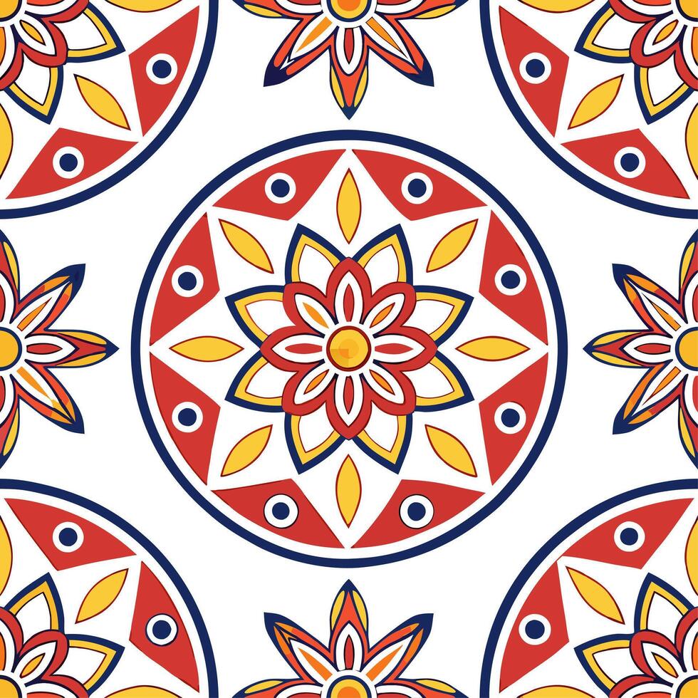 Ethnic patterns seamless design with mosaic tiles and vibrant primary colors for a striking bold cultural look concept as Striking ethnic patterns with mosaic tiles and vibrant pri Clear vector