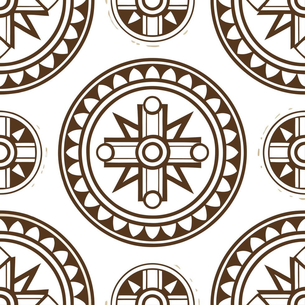 Ethiopian Geez seamless tile pattern with earthy tones and traditional motifs for cultural decor concept as Earthy toned Geez patterns arranged seamlessly for traditional Ethiopian Clear vector