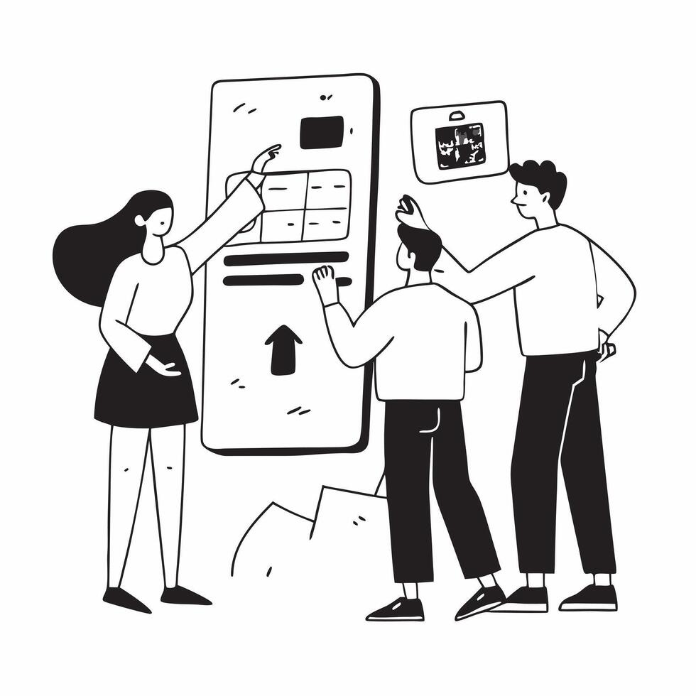 Energy Monitoring with Smart Meters concept as A family monitors their home energy usage in real time using smart meters connected to a mobile appSimple flat illustration in isome Clear vector