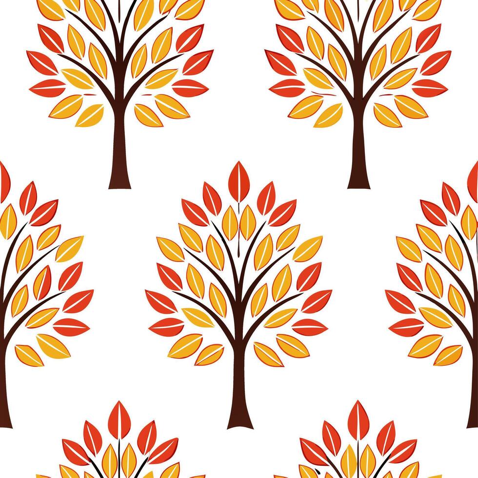 Elegant autumn trees seamless tile pattern with birch and cherry trees for sophisticated fall decor concept as Elegant birch and cherry trees arranged seamlessly for sophisticated Clear vector