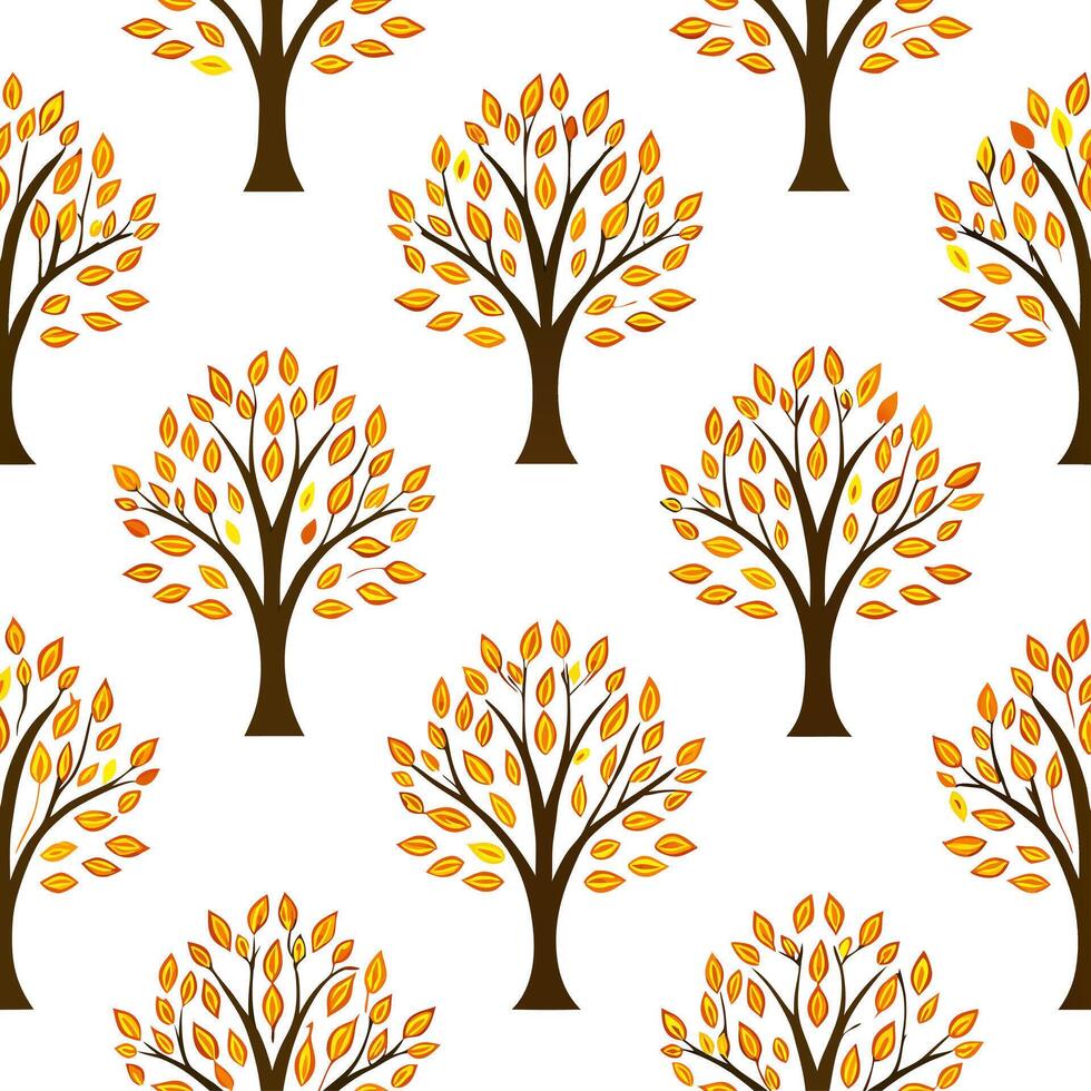 Elegant autumn trees seamless tile pattern with birch and cherry trees for sophisticated fall decor concept as Elegant birch and cherry trees arranged seamlessly for sophisticated Clear Set 4 vector