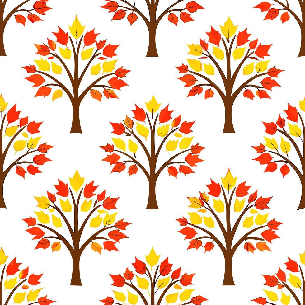 Elegant autumn trees seamless tile pattern with birch and cherry trees for sophisticated fall decor concept as Elegant birch and cherry trees arranged seamlessly for sophisticated Clear Set 3 vector