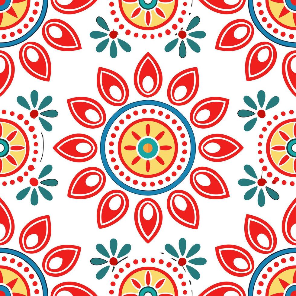 Eastern European folk art and embroidery seamless tile pattern with vibrant colors and intricate details for traditional decor concept as Vibrant folk art and intricate embroidery Clear Set 2 vector