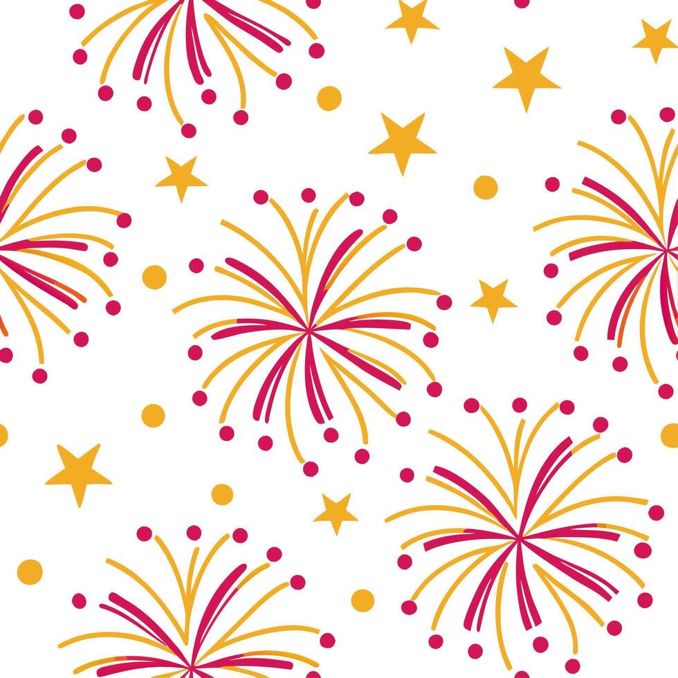 Diwali fireworks seamless tile pattern with vibrant colors and sparkling effects for festive decor concept as Vibrant fireworks and sparkling effects arranged seamlessly to create Clear vector