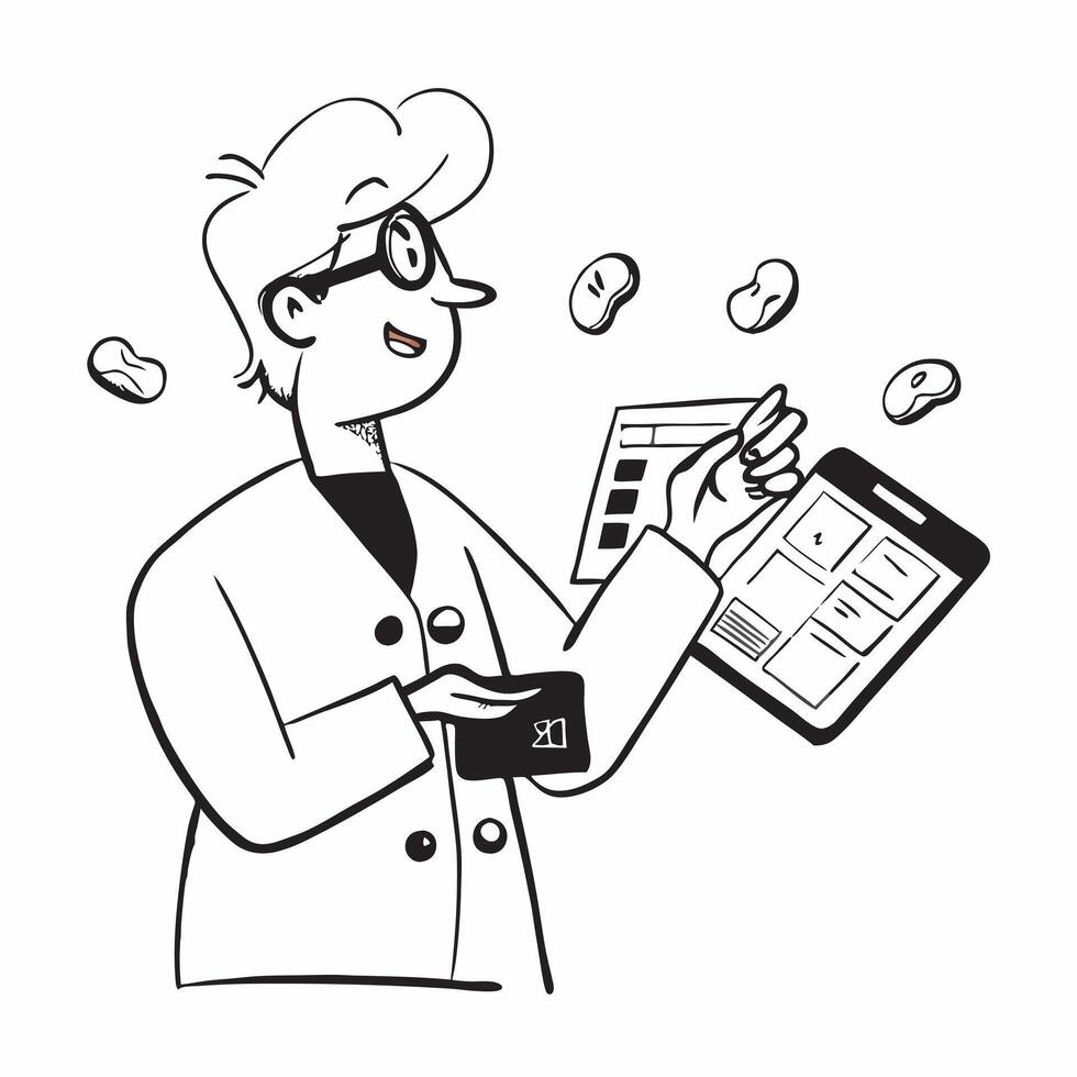 Digital Prescription Management concept as A pharmacist uses digital tools to manage prescriptions and ensure accurate medication distribution in Photo Stock Concept Clear vector