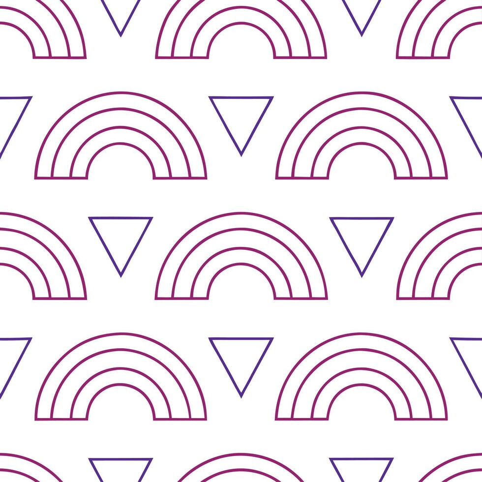 Devise repeating tile overlaying gradient neon arcs triangular shapes strategic white balance accentuating futuristic style concept as Reveal subtle interactions of angled geometry Clear vector