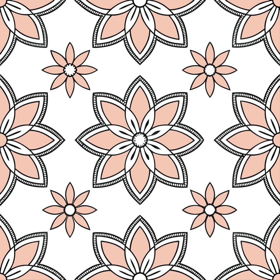 Develop seamless tile designs using repeating ethnic patterns soft textures and a white space separation to enhance visual flow concept as Repeating ethnic patterns are enhanced by Clear vector