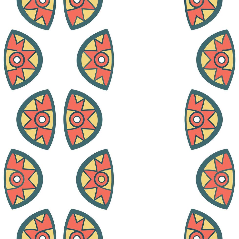 Develop seamless ethnic tile patterns featuring animal shapes vibrant hues and geometric designs with white space separation for clarity concept as Animal shapes from ethnic fauna Clear vector