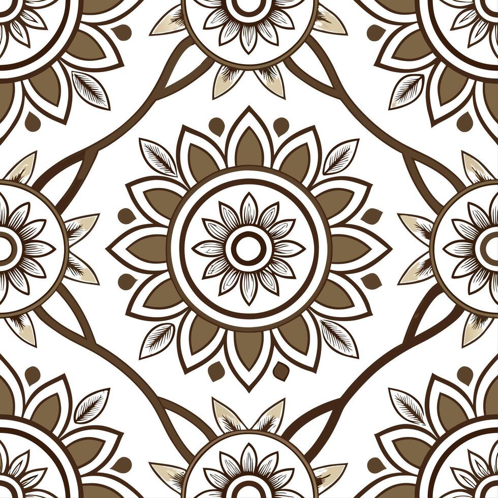 Develop a seamless tile pattern inspired by traditional Indian block prints with intricate floral motifs and earthy tones concept as Combine intricate floral block prints from Ind Clear Set 3 vector