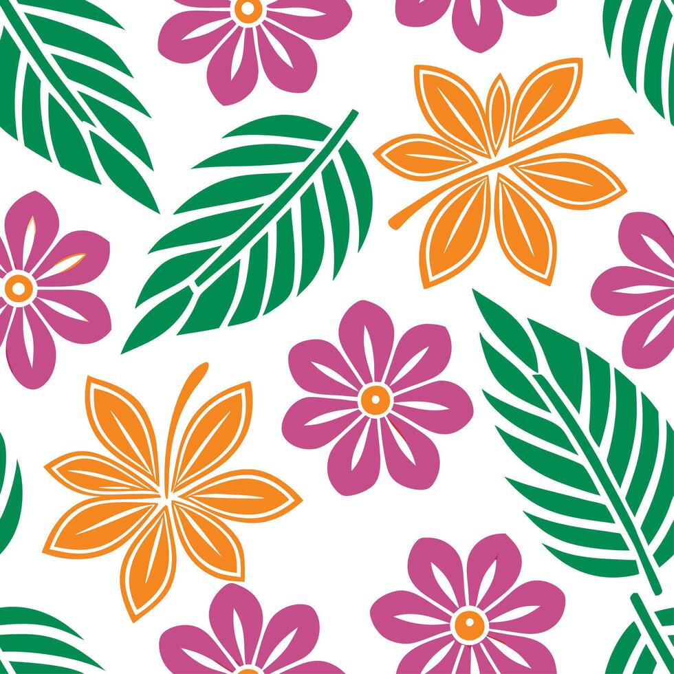 Design seamless tile pattern using the iconic symbols of Hawaiian culture focusing on tropical motifs and vibrant color schemes concept as Use the vibrant symbols of Hawaiian cult Clear vector