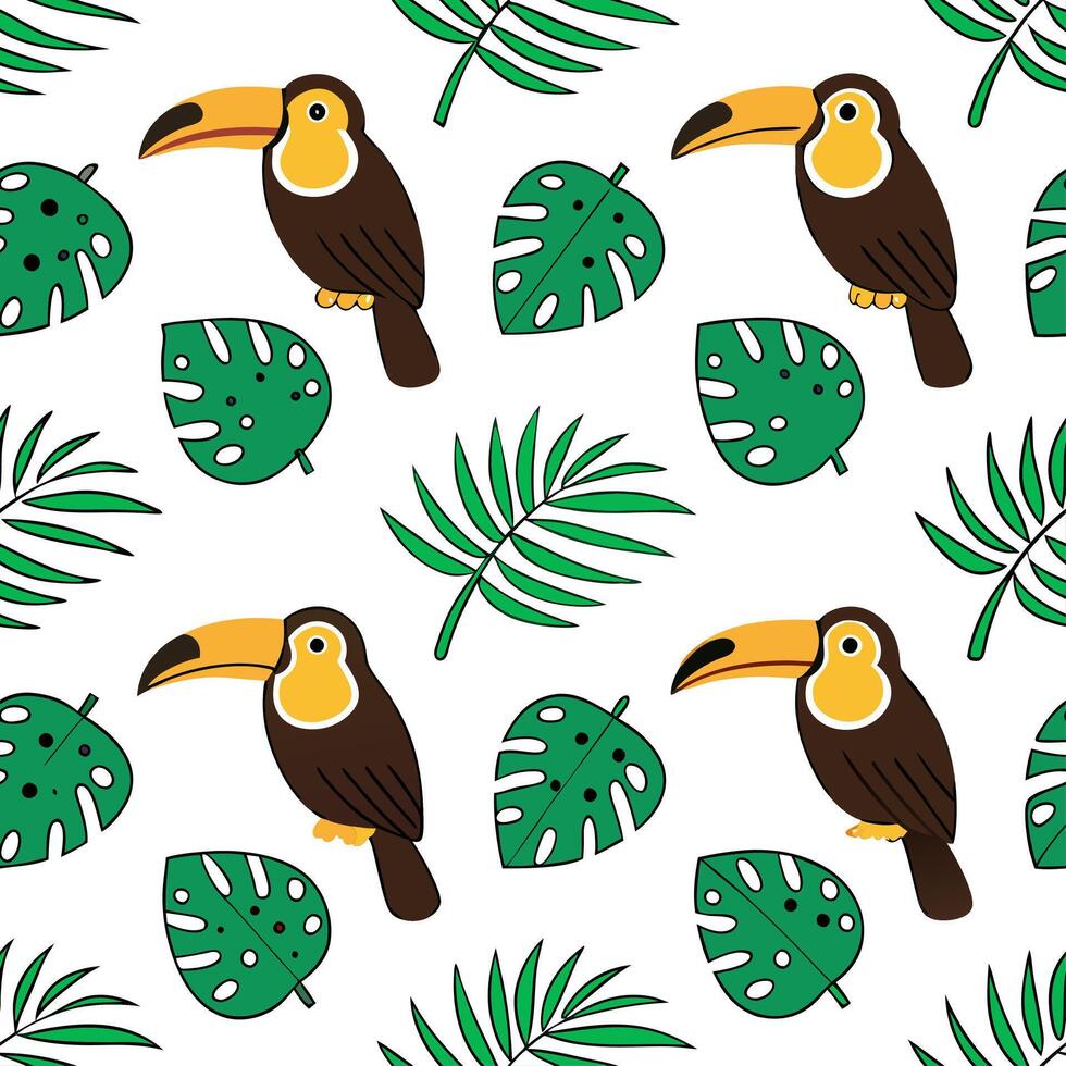 Design seamless tile pattern using tropical fauna from Central America such as toucans jaguars and monkeys with bold colors and intricate details concept as Create a bold and intr Clear vector
