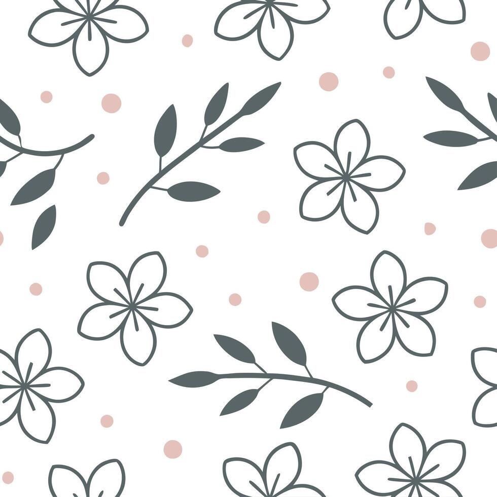 Delicate spring nature seamless pattern with soft floral arrangements and minimalistic backgrounds for refined decor concept as Soft spring nature pattern with delicate flowers and Clear vector