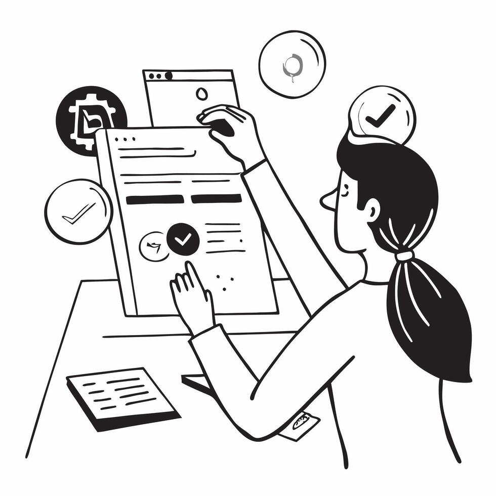 Cryptocurrency Journalist Writing an Article concept as A journalist types a detailed article on recent cryptocurrency trends at their workspace in Photo Stock Concept Clear vector