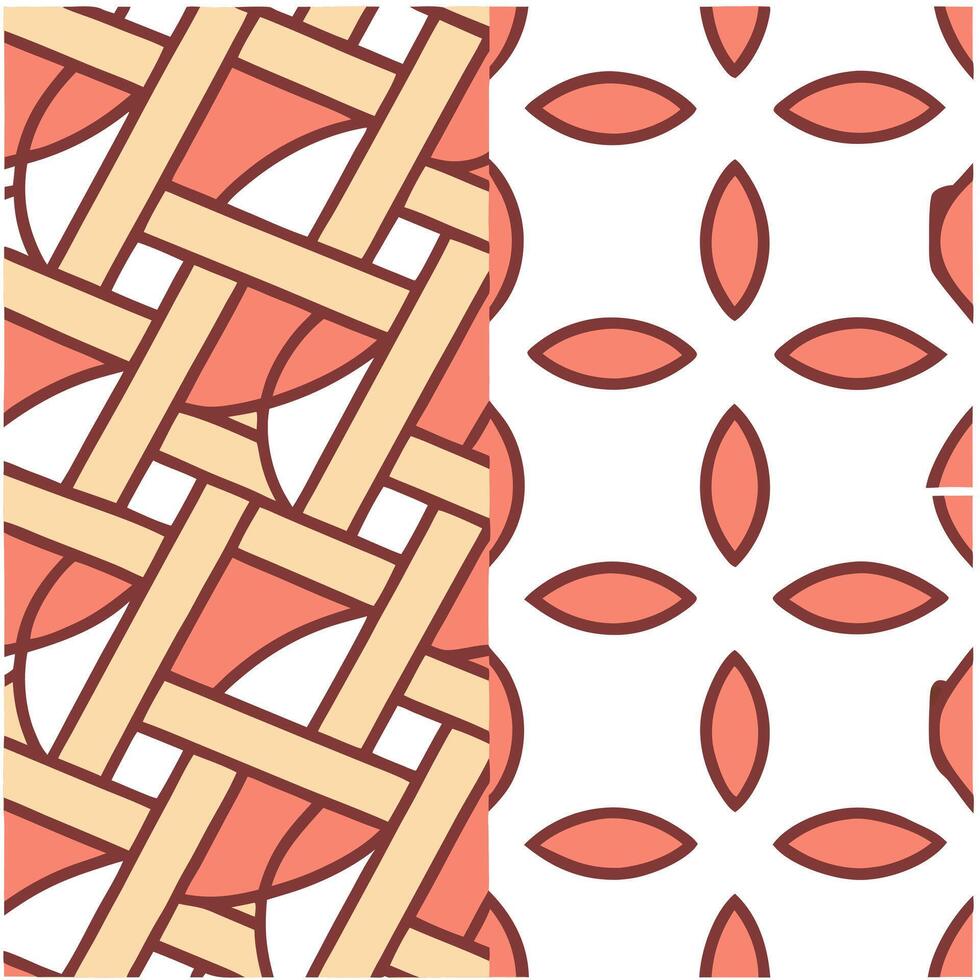 Create vibrant seamless tile designs based on traditional crafts like pottery weaving and basketry featuring bright colors and white space separation concept as Traditional crafts Clear vector