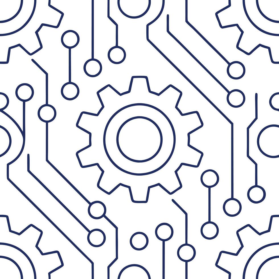 Create seamless tile patterns with digital technology motifs like neon lights circuits and AI designs featuring isolated white for clean branding concept as Merge neon lights circu Clear vector