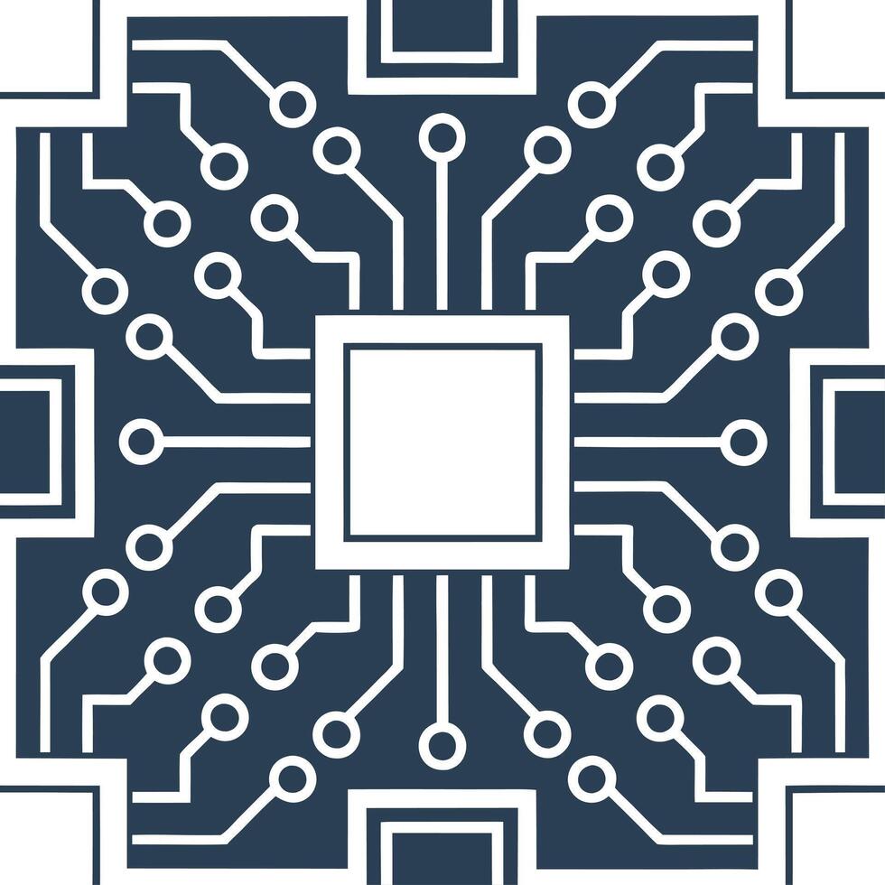 Create seamless tile patterns using complex circuit board diagrams and digital microchip layouts with isolated white for futuristic tech design concept as Integrate complex circuit Clear vector