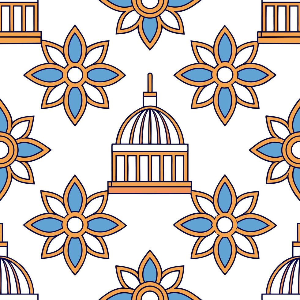 Create contemporary tile design with vibrant local icons isolated white spaces and smooth repeating motifs for social media graphics concept as Contemporary design merges vibrant l Clear vector