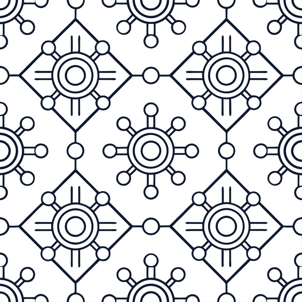 Craft symmetrical patterns of modern tech icons and circuit lines in isolated white squares perfect for hi tech corporate presentations and brand materials concept as Align circuit Clear vector