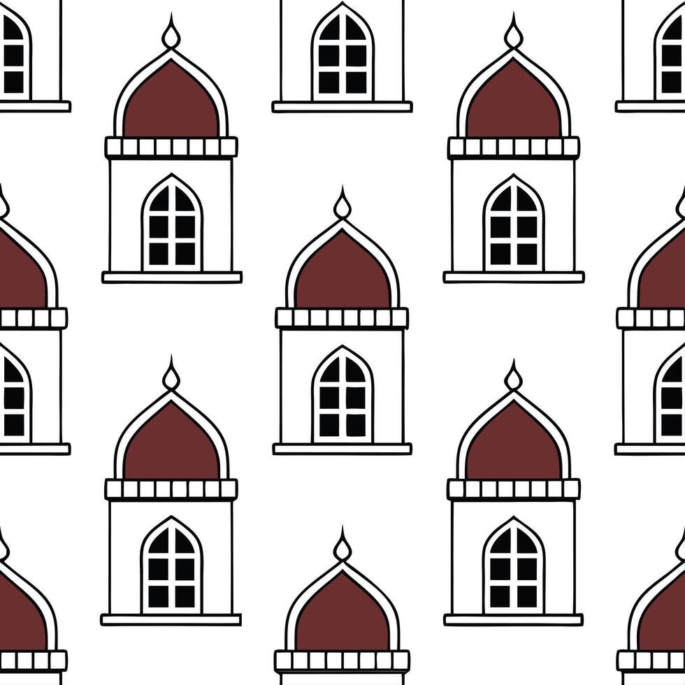 Craft seamless tile patterns featuring traditional architectural details such as arches and windows using bold shapes and white balance for clarity concept as Traditional architect Clear vector