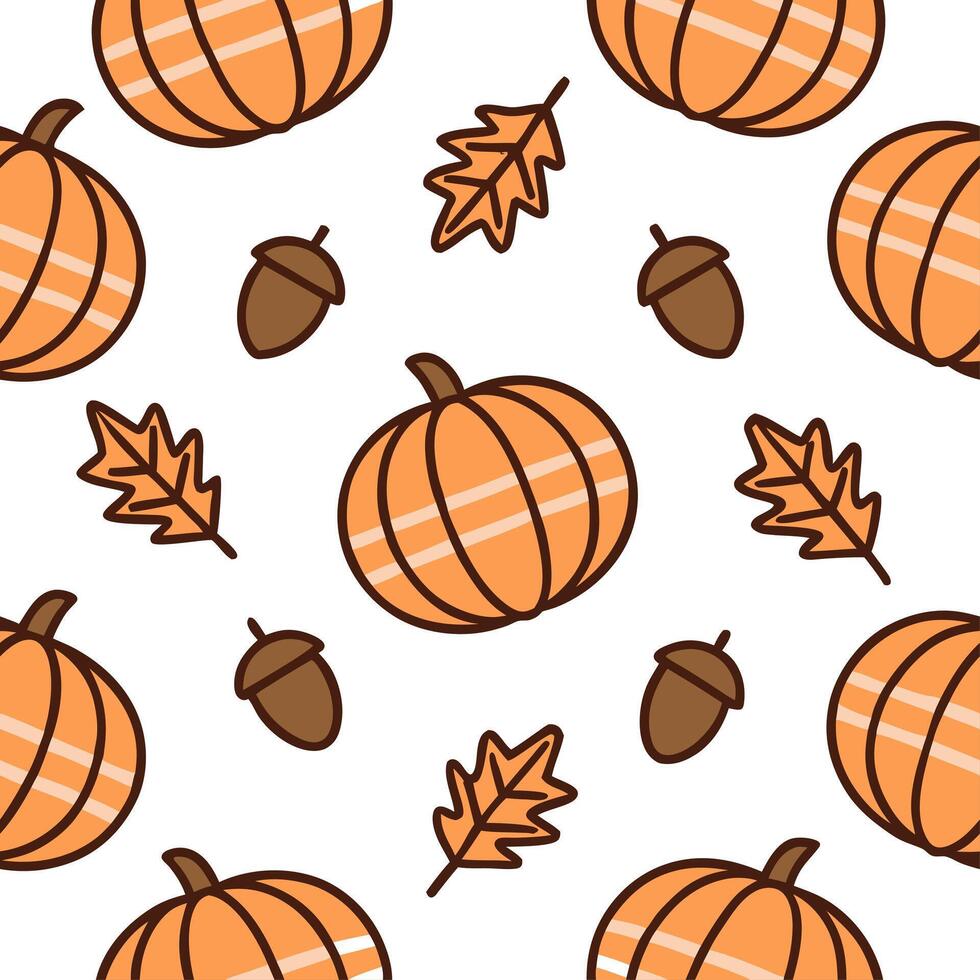 Cozy autumn seamless pattern with plaid pumpkins and acorns for a comfortable fall vibe concept as Comfortable autumn pattern with plaid pumpkins and acorns perfect for a cozy fall Clear vector