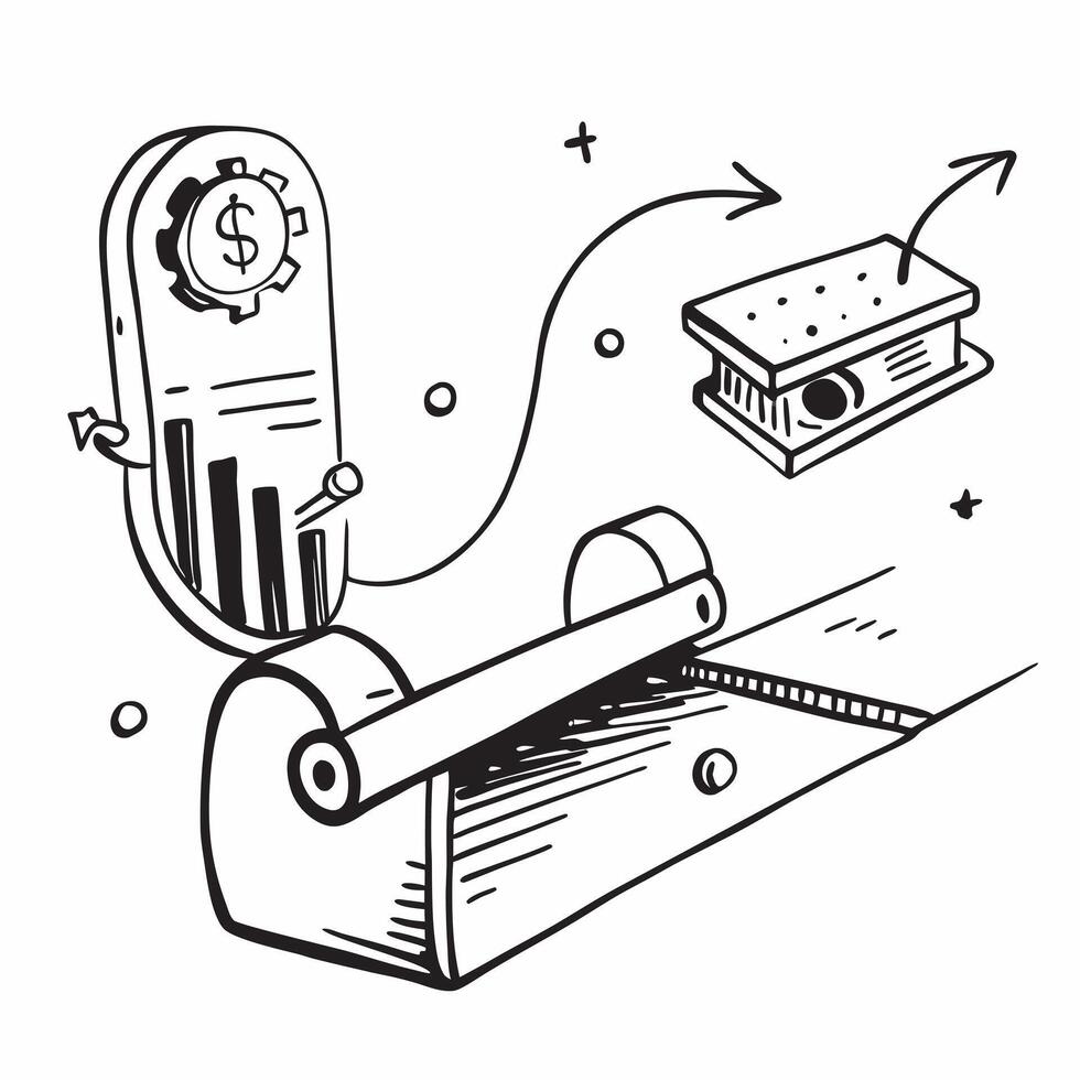 Conveyor belt and a revenue forecast symbolizing revenue growth in double exposure with copy space concept as A conveyor belt blended with a revenue forecast representing revenue Clear vector