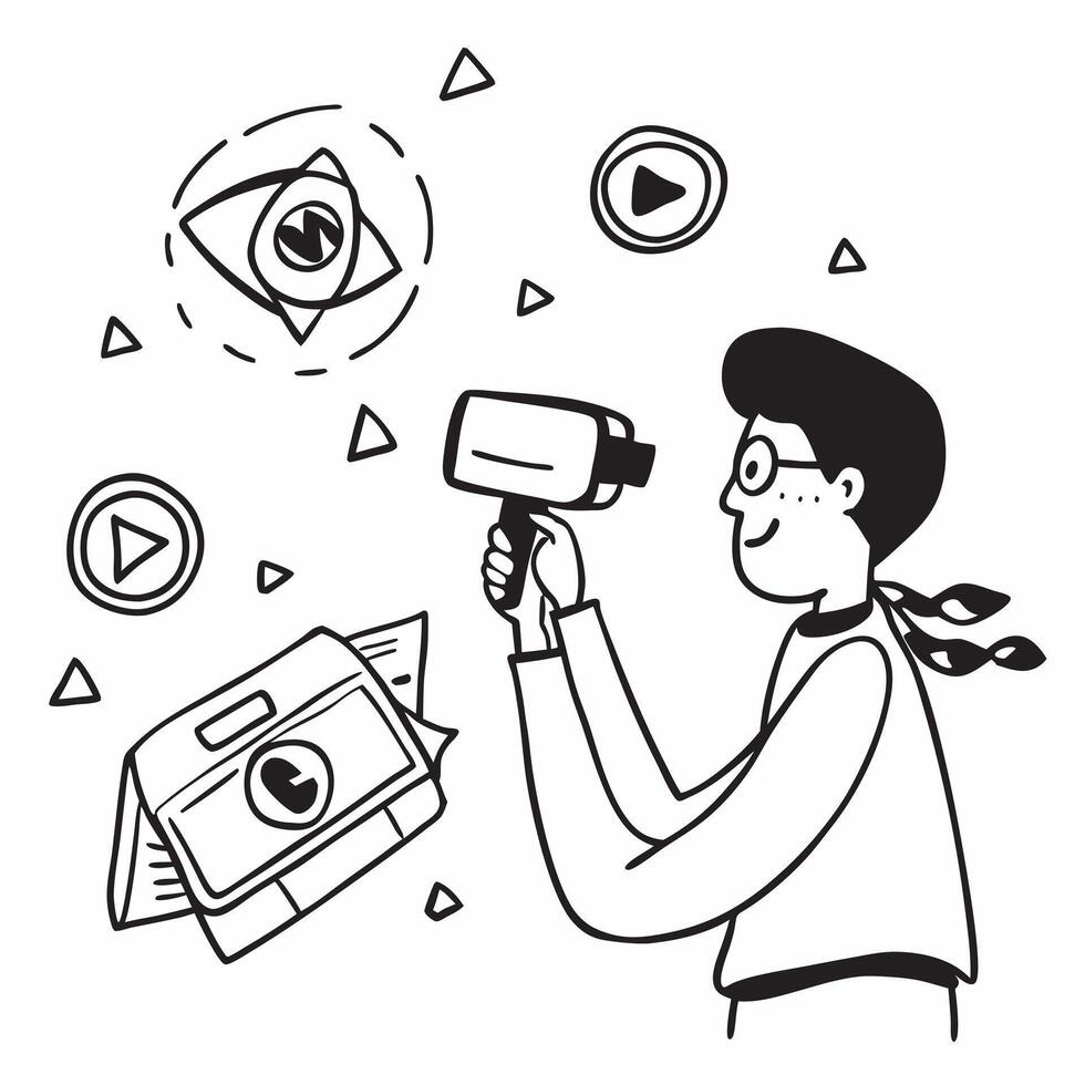 Content Creator Making a Crypto Vlog concept as A creative individual filming a vlog about the latest cryptocurrency trends and news in Photo Stock Concept Clear vector