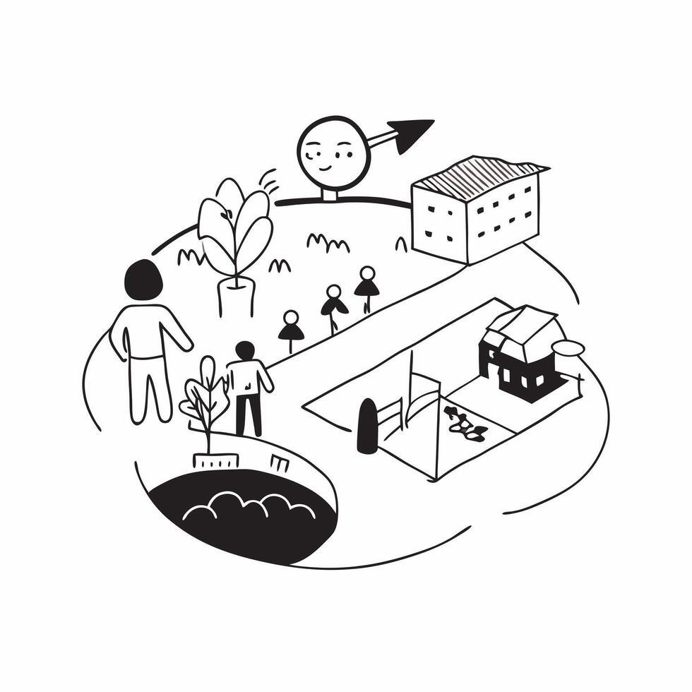 Community garden project bringing neighbors together concept as A community garden project bringing neighbors together highlighting urban agriculture green spaces and the benefits Clear vector