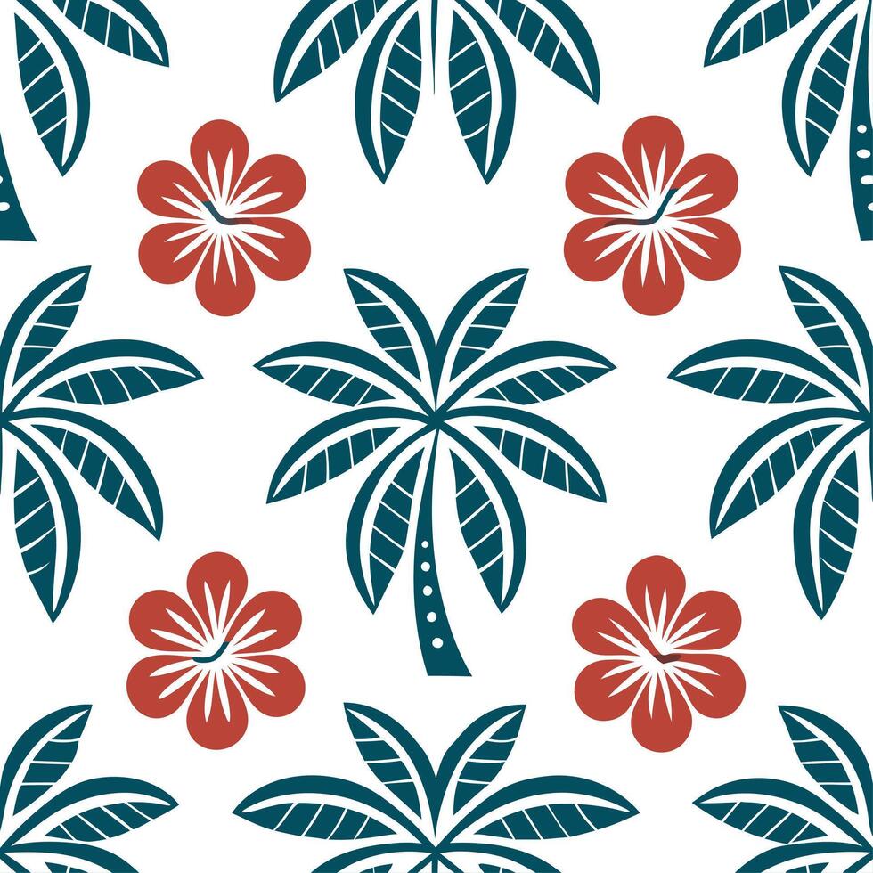 Combine Polynesian cultural aesthetics with modern tile patterns featuring tropical elements like palm trees and hibiscus flowers concept as Create a fusion of Polynesian art with Clear vector