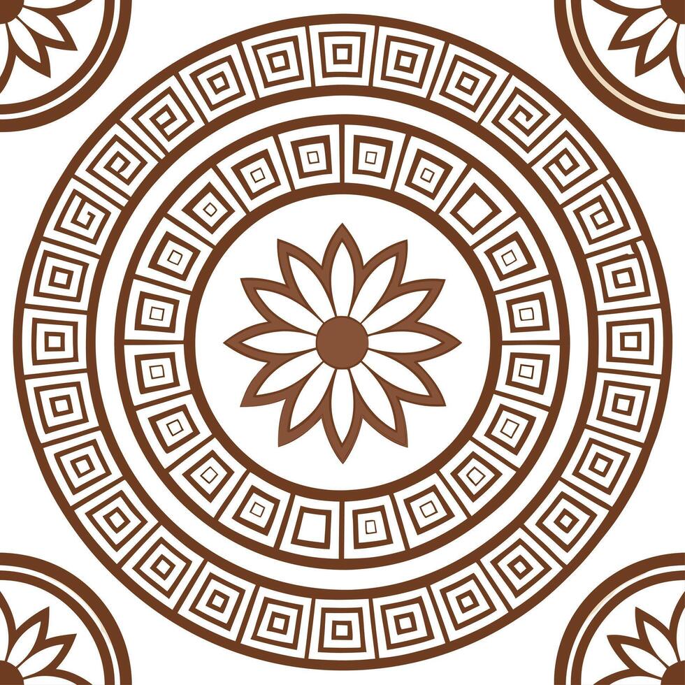 Combine Greek ancient pottery designs with modern tile patterns using earth tones and mythological figures concept as Focus on merging mythology with design by creating modern sea Clear vector