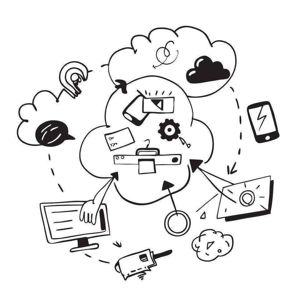 Cloud Computing in Education concept as Schools and universities adopt cloud computing to enhance educational delivery and resource accessibility in Photo Stock Concept Clear vector