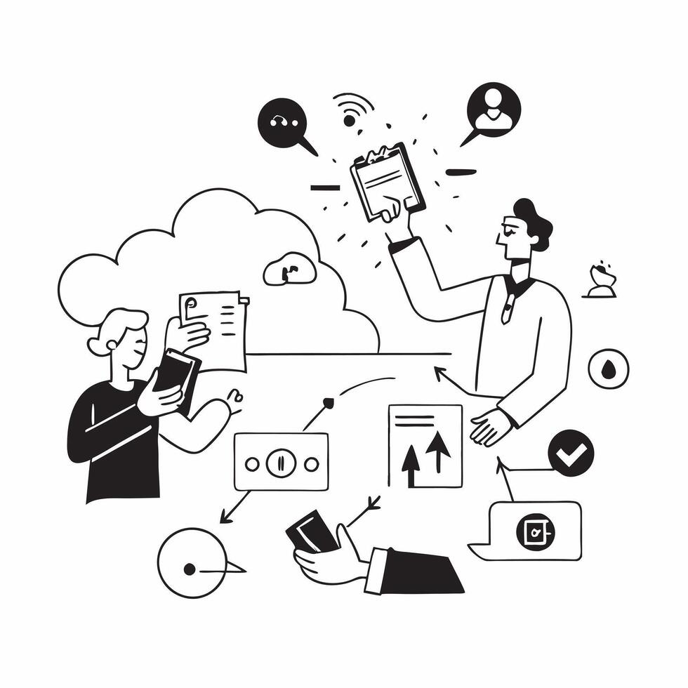 Cloud Computing in Healthcare concept as Healthcare providers use cloud computing to manage patient data and improve care coordination in Photo Stock Concept Clear vector