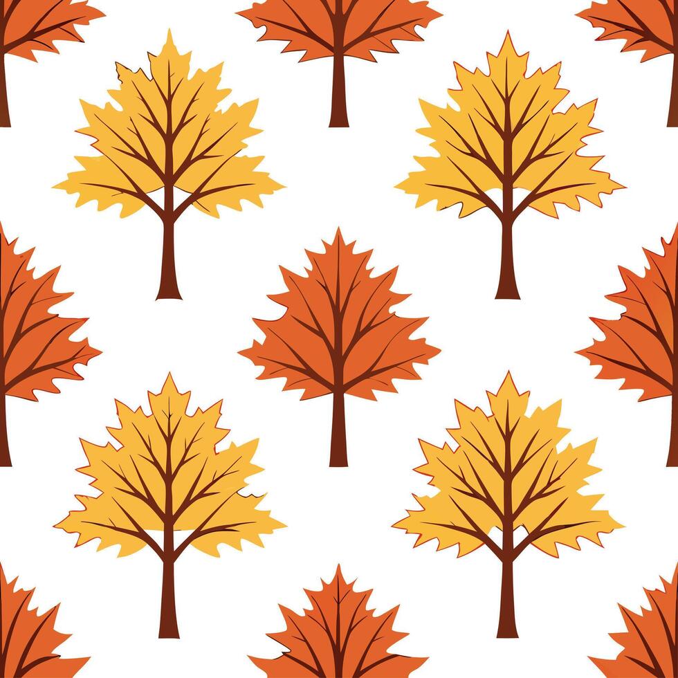 Classic autumn trees seamless tile pattern with maple and pine trees for timeless fall decor concept as Maple and pine trees arranged seamlessly in classic autumn colors for timele Clear Set 2 vector