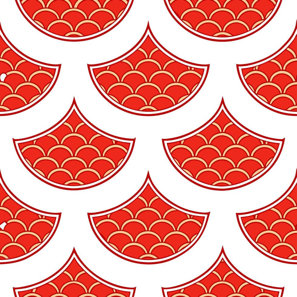 Chinese Dragon Art seamless tile pattern with vibrant reds and intricate scales for festive decor concept as Vibrant red dragons with intricate scales arranged seamlessly for festi Clear vector