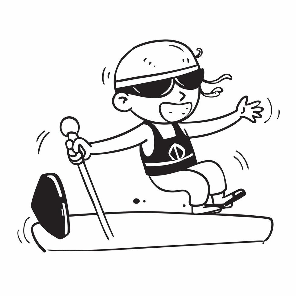 Boy with cerebral palsy participating in adaptive rowing concept as A boy with cerebral palsy joyfully rowing with adaptive equipment showcasing resilience inclusion and the thrill Clear Set 2 vector
