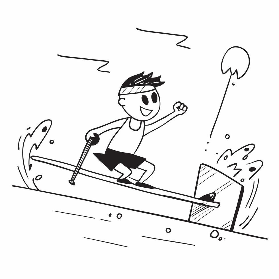 Boy with cerebral palsy participating in adaptive rowing concept as A boy with cerebral palsy joyfully rowing with adaptive equipment showcasing resilience inclusion and the thrill Clear vector