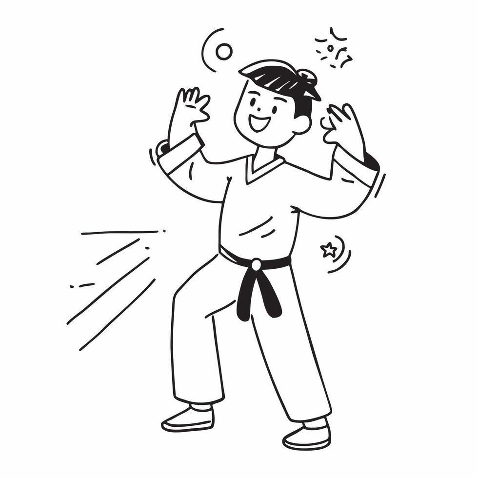 Boy with autism enjoying a karate class concept as A boy with autism joyfully participating in a karate class highlighting inclusion focus and the benefits of martial arts training Clear vector