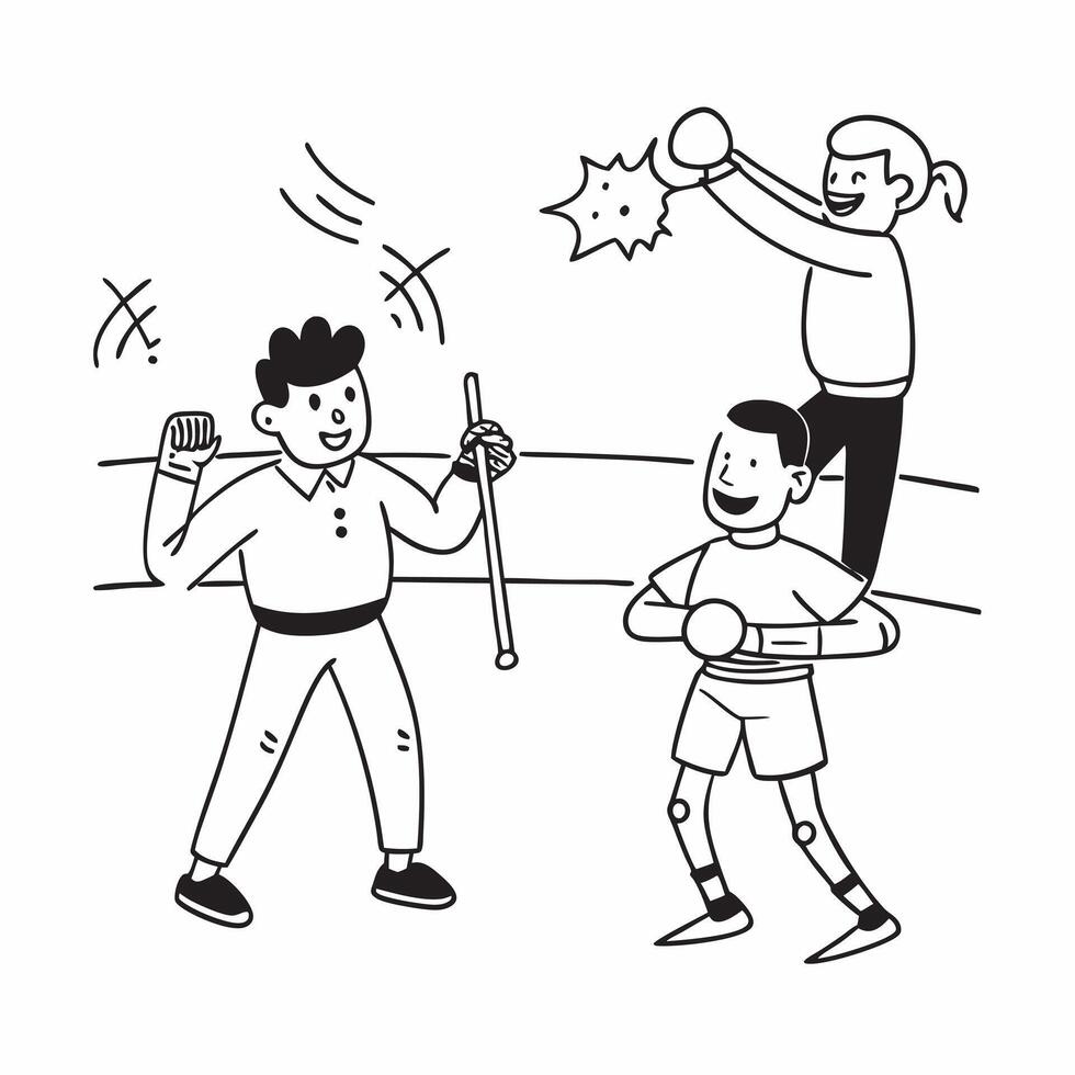 Boy with autism enjoying a fencing class concept as A boy with autism joyfully participating in a fencing class highlighting inclusion focus and the benefits of organized sports i Clear vector