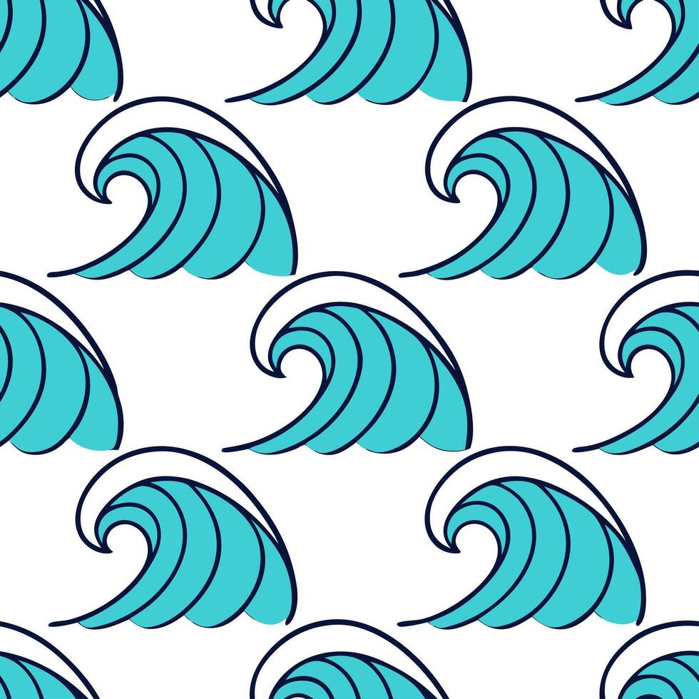 Bold summer waves seamless pattern with vibrant crashing waves and high contrast colors for energetic designs concept as Energetic summer waves pattern with bold crashing waves and Clear vector