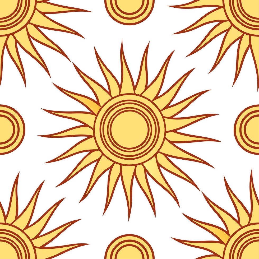 Bold spring sunshine seamless pattern with dramatic sun rays and intense warm hues for striking designs concept as Striking spring sunshine pattern with bold sun rays and warm hues Clear vector