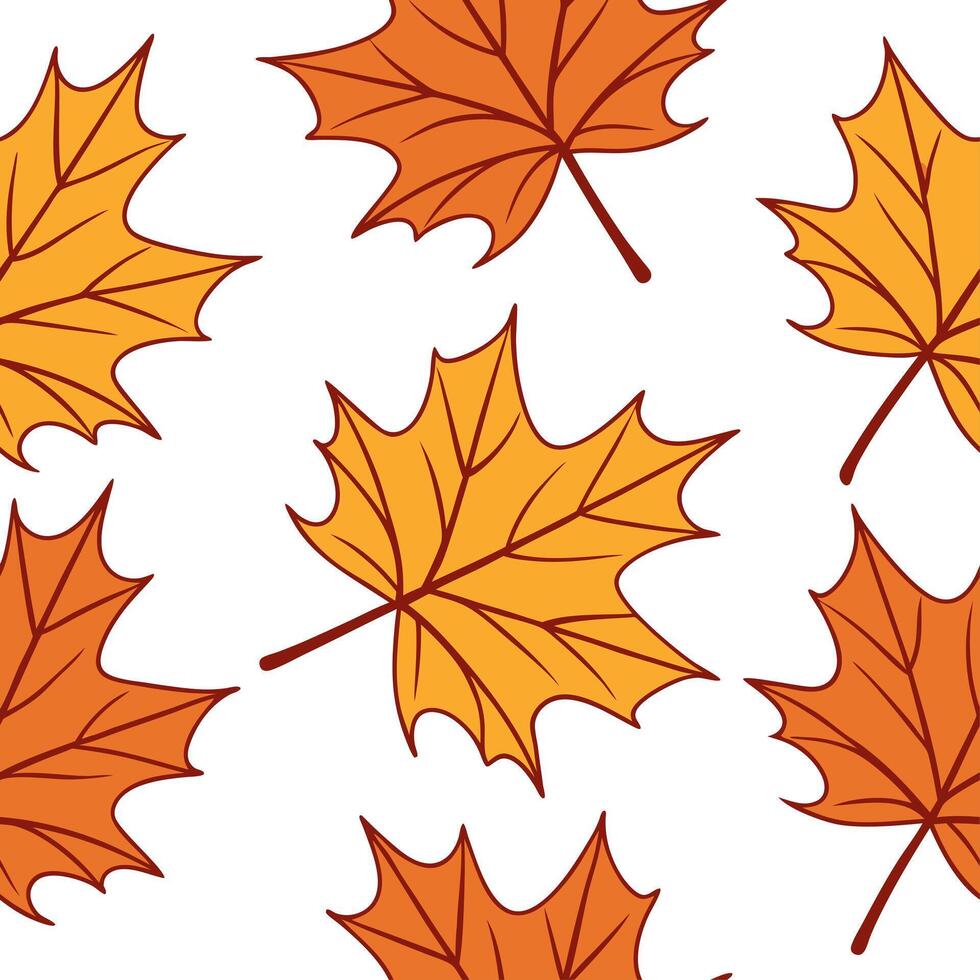 Autumn trees seamless tile pattern with vibrant maple and oak leaves for warm home decor concept as Vibrant maple and oak leaves arranged seamlessly to create warm and inviting aut Clear Set 9 vector